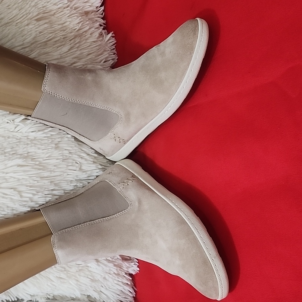 Beige Frye Suede Ankle Boots